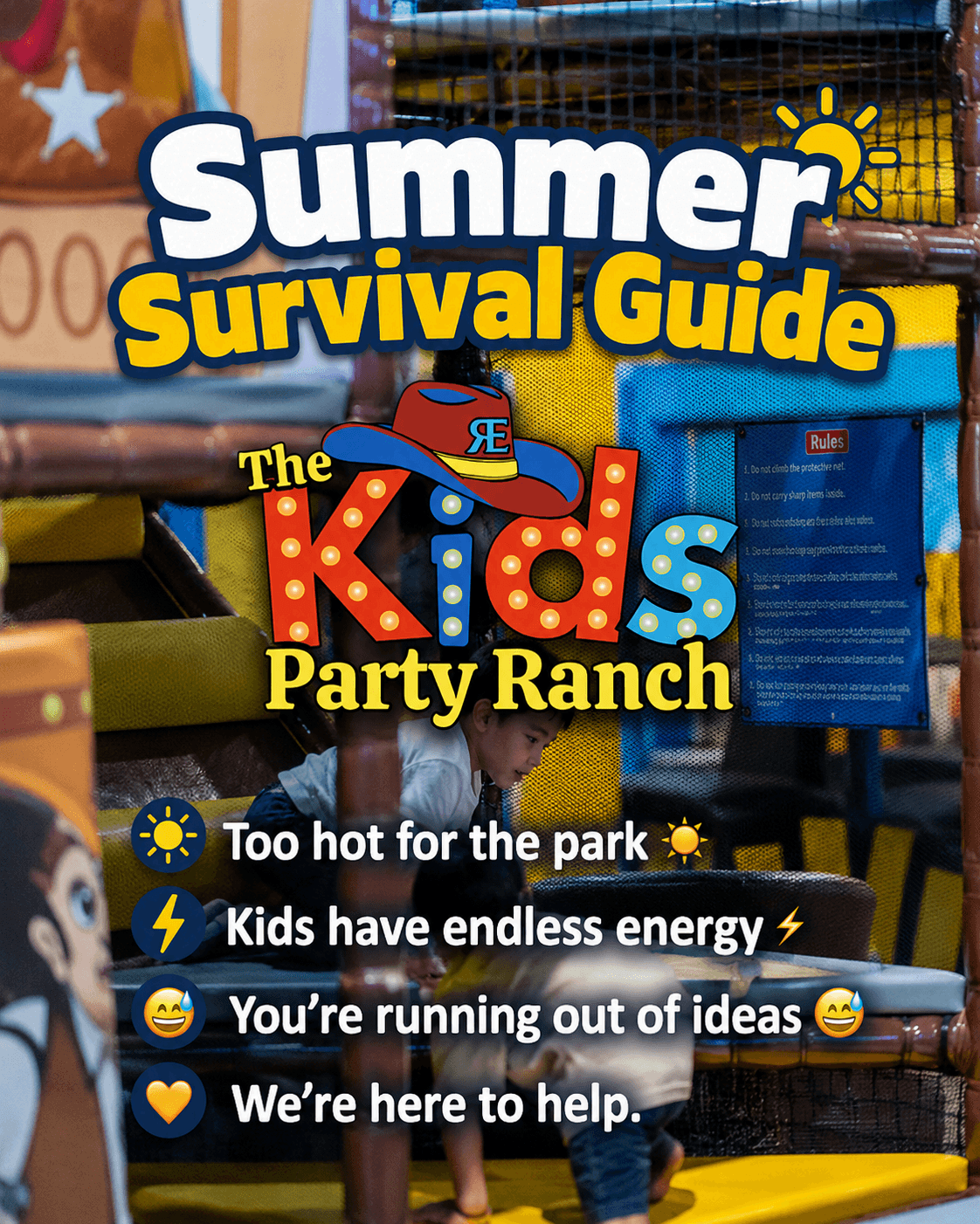 Kids Party Ranch Summer Survival Guide social graphic