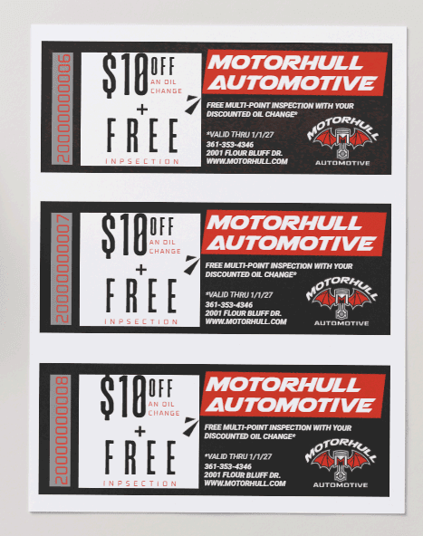 Oil change discount promotional graphic
