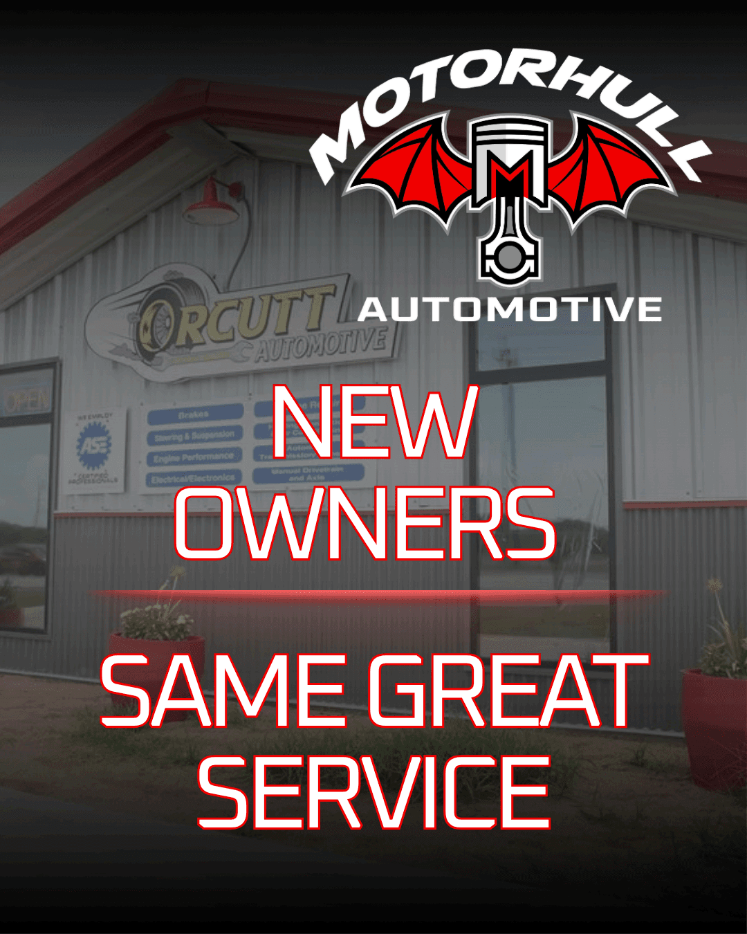 New owners, same great service announcement graphic